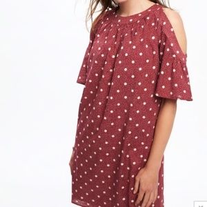 Old Navy Burgundy &White Lined Cold Shoulder dress
